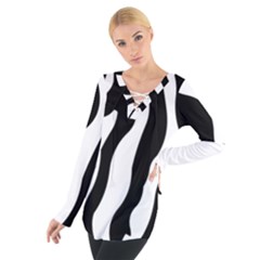 Zebra Horse Pattern Black And White Tie Up Tee by picsaspassion