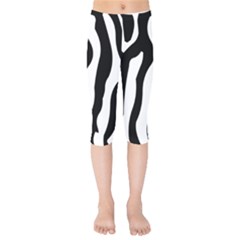 Zebra Horse Pattern Black And White Kids  Capri Leggings  by picsaspassion