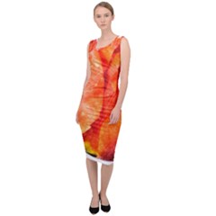 Red Tulip, Watercolor Art Sleeveless Pencil Dress by picsaspassion