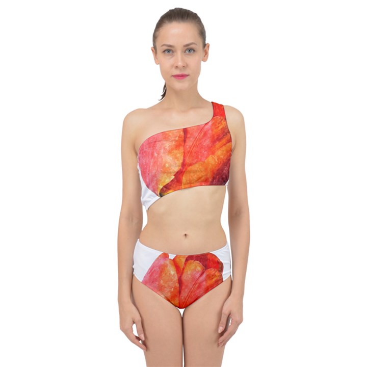 Red Tulip, watercolor art Spliced Up Two Piece Swimsuit