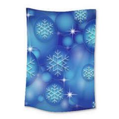 Blue Background Christmas Small Tapestry by Wegoenart