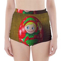 Christmas Wreath Ball Decoration High-waisted Bikini Bottoms by Wegoenart