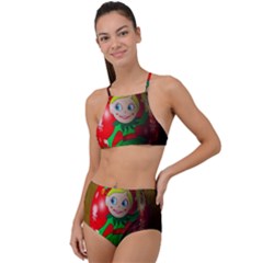 Christmas Wreath Ball Decoration High Waist Tankini Set by Wegoenart