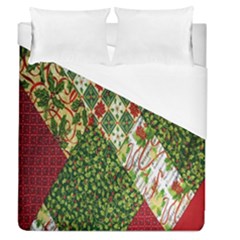 Christmas Quilt Background Duvet Cover (queen Size) by Wegoenart