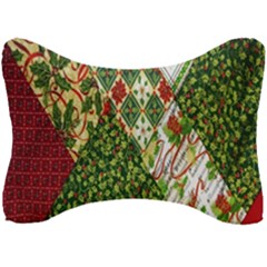 Christmas Quilt Background Seat Head Rest Cushion by Wegoenart