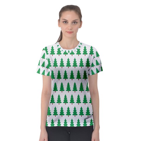 Christmas Background Christmas Tree Women s Sport Mesh Tee by Wegoenart