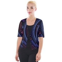 Fractal Circle Pattern Curve Cropped Button Cardigan by Wegoenart