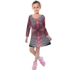 Fractal Diamond Circle Pattern Kids  Long Sleeve Velvet Dress by Wegoenart