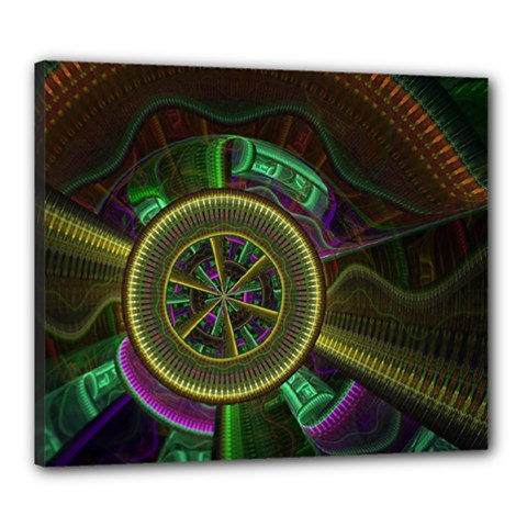 Fractal Threads Colorful Pattern Canvas 24  X 20  (stretched)