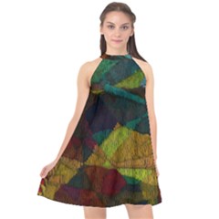 Background Color Template Abstract Halter Neckline Chiffon Dress  by Wegoenart