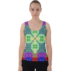 Flower Design Design Artistic Velvet Tank Top