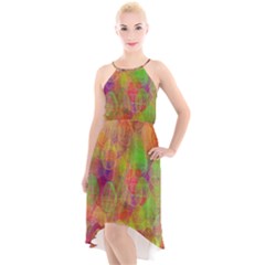 Easter Egg Colorful Texture High-low Halter Chiffon Dress  by Wegoenart