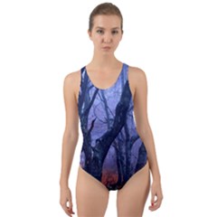 Beeches Autumn Foliage Forest Tree Cut-out Back One Piece Swimsuit by Wegoenart