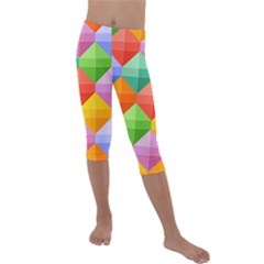 Colorful Geometric Kids  Lightweight Velour Capri Leggings  by Wegoenart