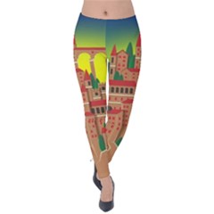 Mountain Village Village Medieval Velvet Leggings by Wegoenart