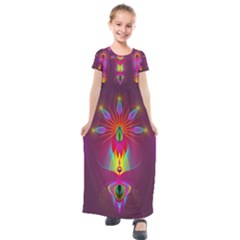 Abstract Bright Colorful Background Kids  Short Sleeve Maxi Dress by Wegoenart