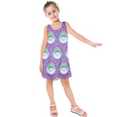 Background Floral Pattern Purple Kids  Sleeveless Dress by Wegoenart