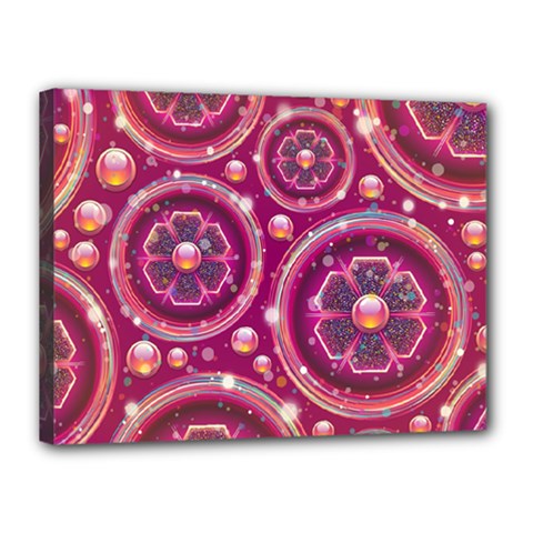 Pink Abstract Background Floral Glossy Canvas 16  X 12  (stretched) by Wegoenart