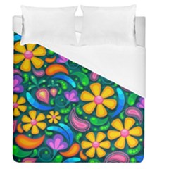 Floral Paisley Background Flowers Duvet Cover (queen Size) by Wegoenart