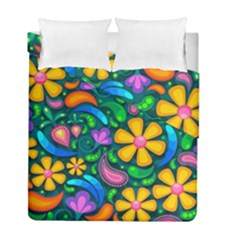 Floral Paisley Background Flowers Duvet Cover Double Side (full/ Double Size) by Wegoenart