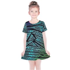 Abstract Background Rainbow Metal Kids  Simple Cotton Dress by Wegoenart