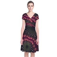 Background Texture Pattern Art Short Sleeve Front Wrap Dress