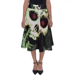 Screaming Skull Human Halloween Perfect Length Midi Skirt