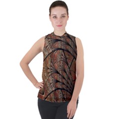 Fractals Artistic Digital Design Mock Neck Chiffon Sleeveless Top by Wegoenart