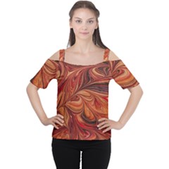 Marbled Paper Mottle Color Movement Cutout Shoulder Tee