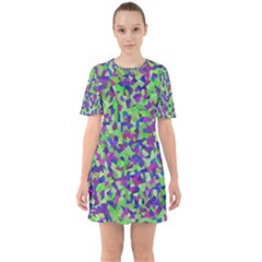 Nocturnal Sixties Short Sleeve Mini Dress by artifiart