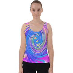 Cool Abstract Pink Blue And Yellow Twirl Liquid Art Velvet Tank Top by myrubiogarden