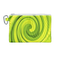 Groovy Abstract Green Liquid Art Swirl Painting Canvas Cosmetic Bag (large) by myrubiogarden