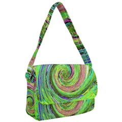 Groovy Abstract Green And Crimson Liquid Swirl Courier Bag by myrubiogarden