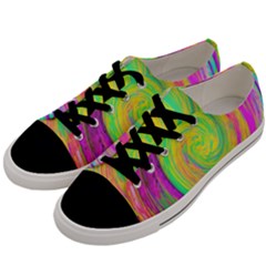 Groovy Abstract Purple And Yellow Liquid Swirl Men s Low Top Canvas Sneakers