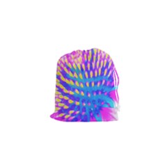 Pink, Blue And Yellow Abstract Coneflower Drawstring Pouch (xs)