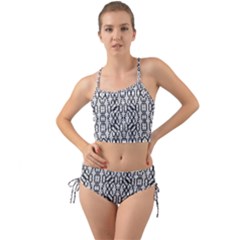 Black And White Intricate Modern Geometric Pattern Mini Tank Bikini Set by dflcprintsclothing