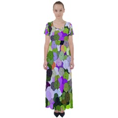 Art Flower Flowers Fabric Fabrics High Waist Short Sleeve Maxi Dress by Pakrebo