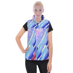 Painting Abstract Blue Pink Spots Women s Button Up Vest by Pakrebo