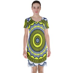 Mandala Pattern Round Ethnic Short Sleeve Nightdress by Pakrebo