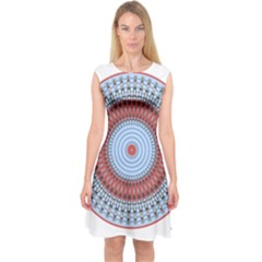 Pattern Design Circular Shape Capsleeve Midi Dress by Pakrebo