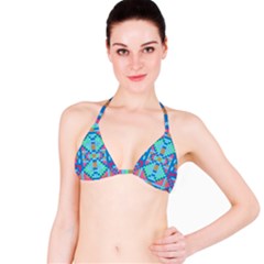 Checkerboard Squares Abstract Bikini Top by Pakrebo