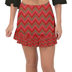 Background Retro Red Zigzag Fishtail Mini Chiffon Skirt by Pakrebo