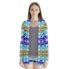 Mosaic Triangle Symmetry Drape Collar Cardigan by Pakrebo