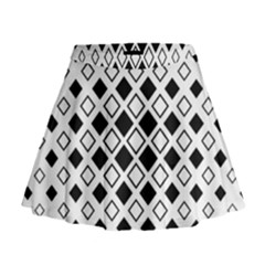 Square Diagonal Pattern Monochrome Mini Flare Skirt