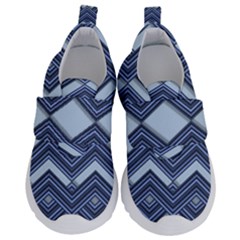 Textile Texture Fabric Zigzag Blue Kids  Velcro No Lace Shoes by Pakrebo