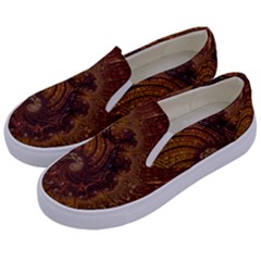 Copper Caramel Swirls Abstract Art Kids  Canvas Slip Ons by Pakrebo