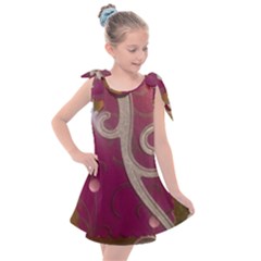 Purple Flower With Shine Kids  Tie Up Tunic Dress by DeneWestUK