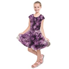 Amethyst Purple Violet Geode Slice Kids  Short Sleeve Dress by genx