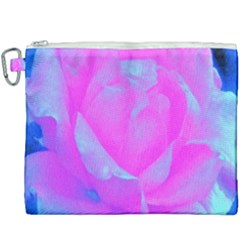 Beautiful Pastel Pink Rose With Blue Background Canvas Cosmetic Bag (xxxl) by myrubiogarden