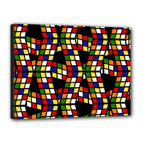 Graphic Pattern Rubiks Cube Cube Canvas 16  X 12  (stretched) by Pakrebo